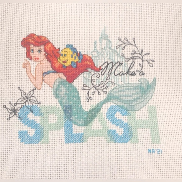 Handmade Other - Disney Little Mermaid Cross Stitch Wall Art
